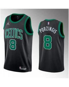 Men's Boston Celtics #8 Kristaps Porzingis Black 2023 Draft Statement Edition Stitched Basketball Jersey