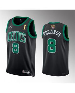 Men's Boston Celtics #8 Kristaps Porzingis Black 2024 Finals Champions Statement Edition Stitched Basketball Jersey (Black)