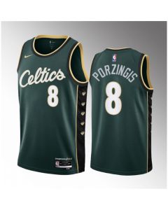 Men's Boston Celtics #8 Kristaps Porzingis Green 2023 Draft City Edition Stitched Basketball Jersey