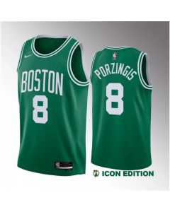 Men's Boston Celtics #8 Kristaps Porzingis Green 2023 Draft Icon Edition Stitched Basketball Jersey