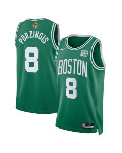 Men's Boston Celtics #8 Kristaps Porzingis Kelly Green 2024 Finals Icon Edition Stitched Basketball Jersey