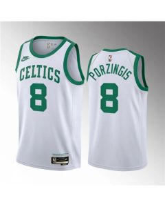 Men's Boston Celtics #8 Kristaps Porzingis White 2023 Draft Association Edition Stitched Basketball Jersey
