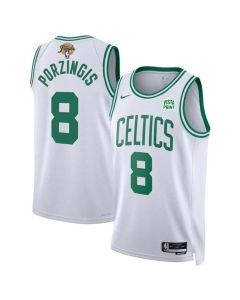 Men's Boston Celtics #8 Kristaps Porzingis White 2024 Finals Association Edition Stitched Basketball Jersey