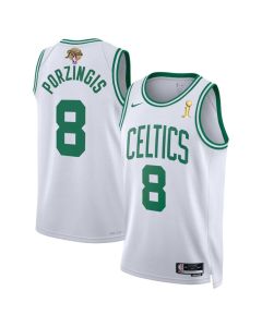 Men's Boston Celtics #8 Kristaps Porzingis White 2024 Finals Champions Association Edition Stitched Basketball Jersey