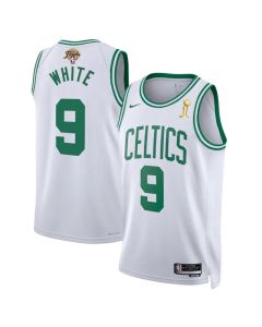 Men's Boston Celtics #9 Derrick White White 2024 Finals Champions Association Edition Stitched Basketball Jersey