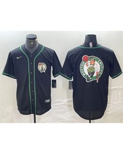 Men's Boston Celtics Black Team Big Logo With Patch Stitched Baseball Jersey (Style 2)