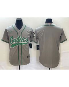 Men's Boston Celtics Blank Gray Stitched Baseball Jersey (Gray)