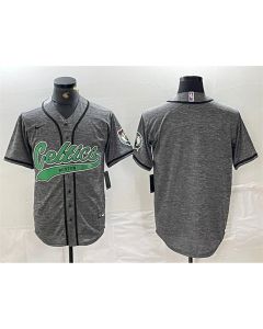Men's Boston Celtics Blank Gray With Patch Stitched Baseball Jersey