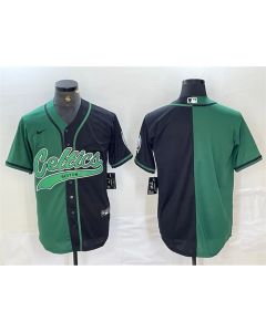 Men's Boston Celtics Blank Green/Black Split Stitched Baseball Jersey