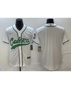 Men's Boston Celtics Blank White Stitched Baseball Jersey (White)