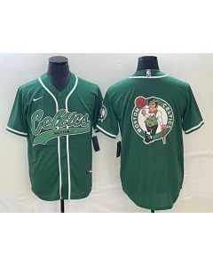 Men's Boston Celtics Green Team Big Logo With Patch Stitched Baseball Jersey (Style 2)