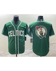 Men's Boston Celtics Green Team Big Logo With Patch Stitched Baseball Jersey (Style 3)