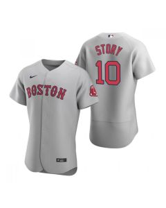 Men's Boston Red Sox #10 Trevor Story Grey Flex Base Stitched Baseball Jersey