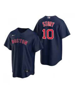 Men's Boston Red Sox #10 Trevor Story Navy Cool Base Stitched Baseball Jersey