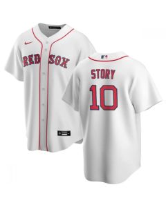 Men's Boston Red Sox #10 Trevor Story White Cool Base Stitched Baseball Jersey