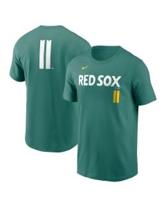 Men's Boston Red Sox #11 Rafael Devers Green 2025 City Connect Fuse Name & Number T-Shirt (Red Green)
