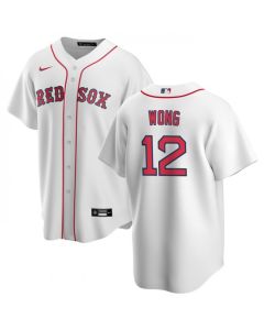 Men's Boston Red Sox #12 Connor Wong White Cool Base Stitched Jersey