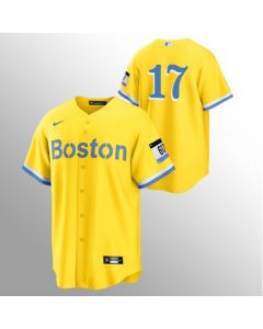 Men's Boston Red Sox #17 Nathan Eovaldi Gold 2021 City Connect Stitched MLB Jersey