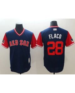 Men's Boston Red Sox #28 J.D. Martinez Flaco Navy/Red 2018 Players Weekend Cool Base Stitched Jersey