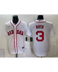 Men's Boston Red Sox #3 Babe Ruth White Cool Base Stitched Baseball Jersey (Red White)