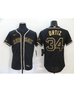 Men's Boston Red Sox #34 David Ortiz 2020 Black Golden Flex Base Stitched MLB Jersey