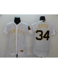 Men's Boston Red Sox #34 David Ortiz 2020 White Golden Flex Base Stitched MLB Jersey