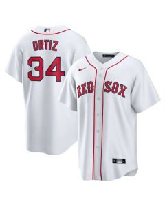 Men's Boston Red Sox #34 David Ortiz Cooperstown Collection White Home Jersey (Red White)