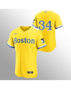 Men's Boston Red Sox #34 David Ortiz Gold 2021 City Connect Flex base Stitched Jersey