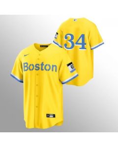 Men's Boston Red Sox #34 David Ortiz Gold 2021 City Connect Stitched MLB Jersey