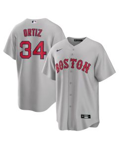 Men's Boston Red Sox #34 David Ortiz Gray Road Replica Player Jersey