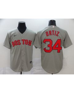 Men's Boston Red Sox #34 David Ortiz Grey Cool Base Stitched MLB Jersey