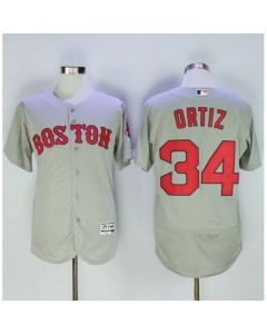 Men's Boston Red Sox #34 David Ortiz Grey Flexbase Authentic Collection Stitched MLB Jersey