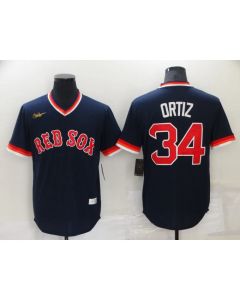 Men's Boston Red Sox #34 David Ortiz Navy Stitched Baseball Jersey