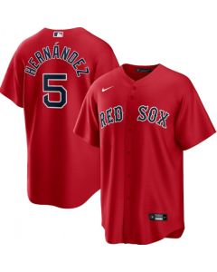 Men's Boston Red Sox #5 Kike Hernandez Red Cool Base Stitched Baseball Jersey