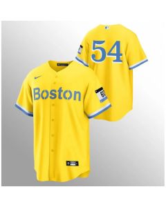 Men's Boston Red Sox #54 Martin Perez Gold 2021 City Connect Stitched MLB Jersey