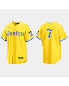 Men's Boston Red Sox #7 Dom DiMaggio Gold 2021 City Connect Stitched MLB Jersey