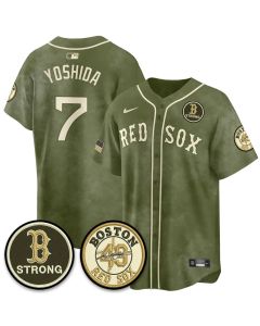 Men's Boston Red Sox #7 Masataka Yoshida Olive 2026 Armed Forces Day Jersey (Red Olive)