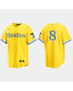 Men's Boston Red Sox #8 Carl Yastrzemski Gold 2021 City Connect Stitched MLB Jersey