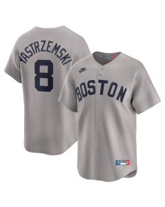 Men's Boston Red Sox #8 Carl Yastrzemski Nike Gray Throwback Cooperstown Collection Limited Jersey (Red Gray)