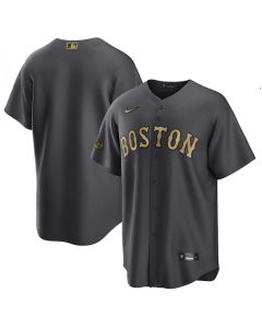 Men's Boston Red Sox Blank 2022 All-star Charcoal Cool Base Stitched Jersey