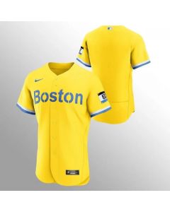 Men's Boston Red Sox Blank Gold 2021 City Connect Flex base Stitched Jersey