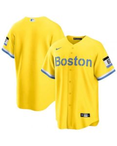Men's Boston Red Sox Blank Gold 2021 City Connect Stitched MLB Jersey