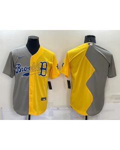 Men's Boston Red Sox Blank Grey/Yellow Split Cool Base Stitched Jersey