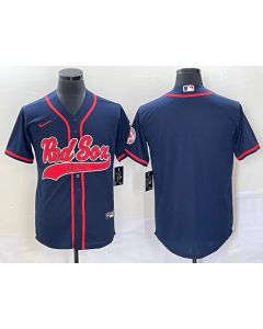 Men's Boston Red Sox Blank Navy Cool Base Stitched Baseball Jersey