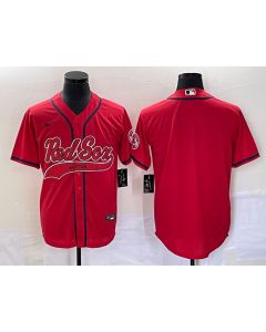 Men's Boston Red Sox Blank Red With Patch Cool Base Stitched Baseball Jersey