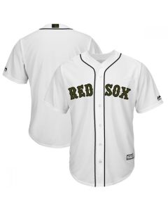 Men's Boston Red Sox Blank White 2018 Memorial Day Cool Base Stitched MLB Jersey