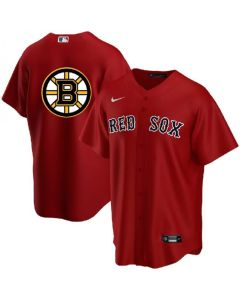 Men's Boston Red Sox & Bruins Red Cool Base Stitched Baseball Jersey