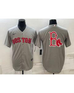 Men's Boston Red Sox Gray Team Big Logo Cool Base Stitched Jersey