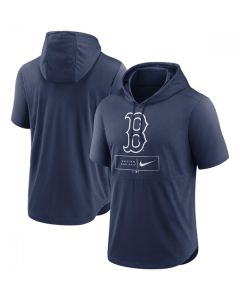 Men's Boston Red Sox Navy Short Sleeve Pullover Hoodie (Red Navy)