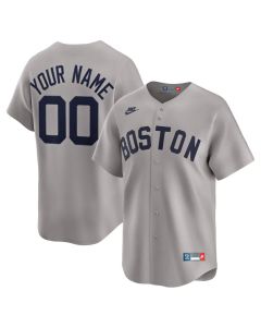 Men's Boston Red Sox Nike Gray Throwback Cooperstown Collection Limited Custom Jersey (Red Gray)